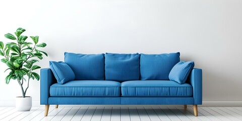 Balanced comfort and healthy lifestyle in a contemporary living room with a blue couch. Concept Healthy Living, Comfortable Spaces, Contemporary Decor, Blue Couches, Interior Design