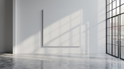 Obraz premium modern industrial interior design space, empty wall for copy space, blank canvas on wall in minimalistic interior, scandinavian interior