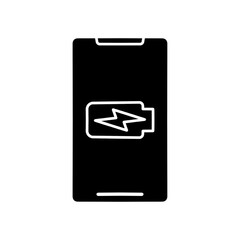 Smartphone battery charging linear icon. Thin line illustration. Contour symbol. Vector isolated outline drawing. Editable stroke