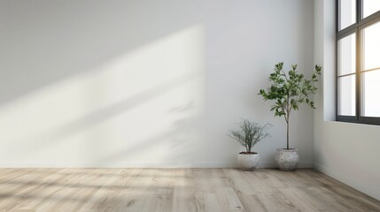 Obraz premium modern industrial interior design space, empty wall for copy space, blank canvas on wall in minimalistic interior, scandinavian interior