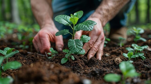 Realistic photo of a community coming together to plant trees, emphasizing collective action towards climate resilience and carbon footprint reduction. , Minimalism,
