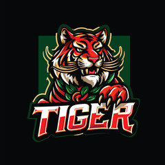 tiger head , tiger face, Angry Tiger head logo design