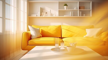 scheme blurred home interior yellow
