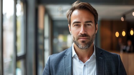Obraz premium Successful businessman portrait in modern office