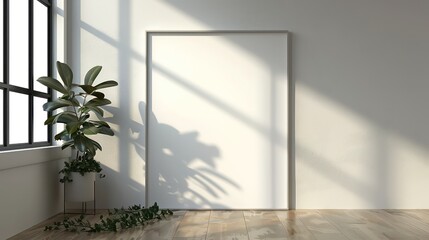 Fototapeta premium modern interior design with empty canvas on wall copy space for wall art