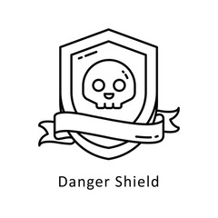 Danger Shield vector  outline Design illustration. Symbol on White background EPS 10 File