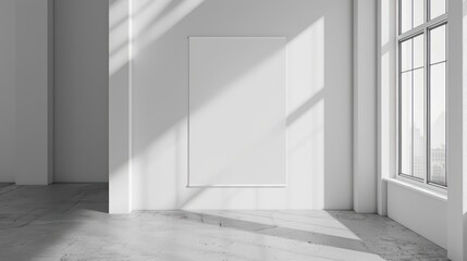 Fototapeta premium modern interior design with empty canvas on wall copy space for wall art