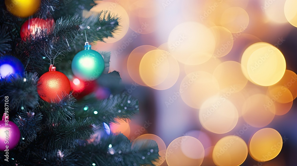 Canvas Prints tree bokeh christmas lights