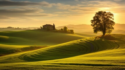 Fototapeta premium landscape golden sunrise