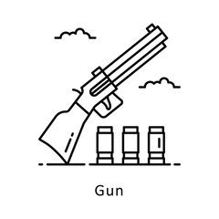 Obraz premium Gun vector outline Design illustration. Symbol on White background EPS 10 File