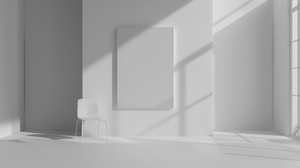 Fototapeta premium empty wall with blank canvas for wall art mockup template, copy space, product concepts. interior design