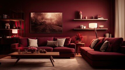 deep blurred burgundy interiors