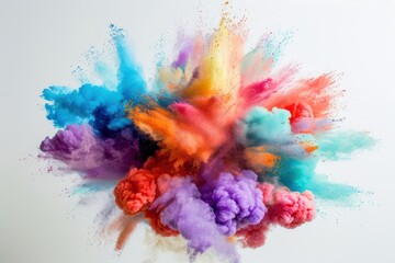 Colorful powder explosion on white background