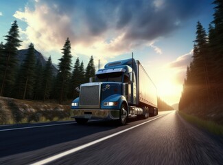 Obraz premium Freight truck on the highway.