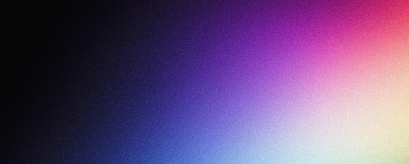 Dark vibrant grainy background, blue purple pink yellow glowing color gradient, abstract noise texture banner poster cover header backdrop design