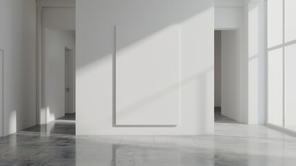 Fototapeta premium blank canvas mockup template with minimalistic interior on empty wall