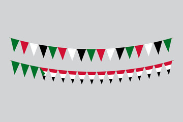 Obraz premium Flags isolated. Sudan paper bunting. flags birthday, anniversary, celebrate event.