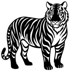 Bold Tiger Silhouette Vector Illustration for Wildlife Designs