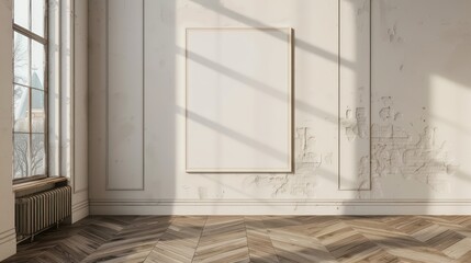 interior room concept with empty canvas for wall art, copy space