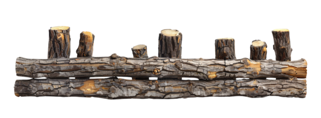 Rustic wooden log coat rack with natural bark finish, perfect for cabin or farmhouse decor and practical storage solution.