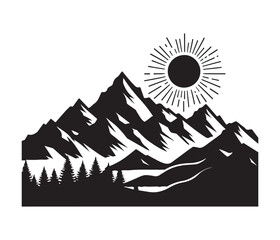 mountain vector design,awesome hiking svg,high resolution printable hiking atwork