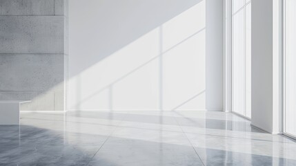 Obraz premium Minimalist interior with potted plant and decorative vases