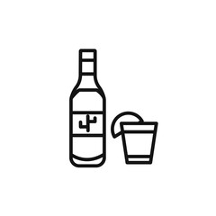 Tequila bottle and glass icon vector set collection for web