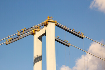 Detailed shot of one of Istanbul's suspension bridges