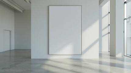 minimalistic interior with blank canvas, empty canvas on wall with modern interior, copy sapce, wall art template