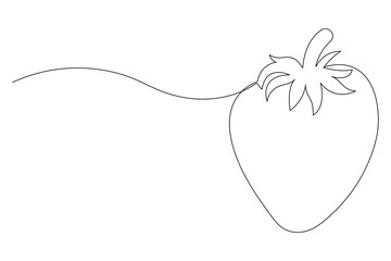 Single continuous line drawing of organic strawberry for fruit icon fresh berries fruitage concept 