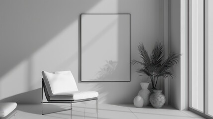 empty room with wall mockup space, copy space canvas, blank canvas, minimalistic interior