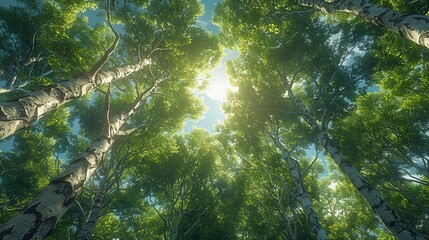 A detailed realistic photo of a forest canopy, showcasing the biodiversity and complexity of natural ecosystems, emphasizing the need for conservation and protection. , Minimalism,