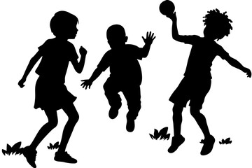 kids dancing silhouette vector illustrations