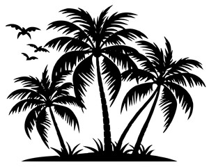 palm trees silhouette vector illustration