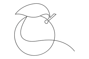 Vector abstract continuous one single line art drawing of icon orange fruit in sketch
