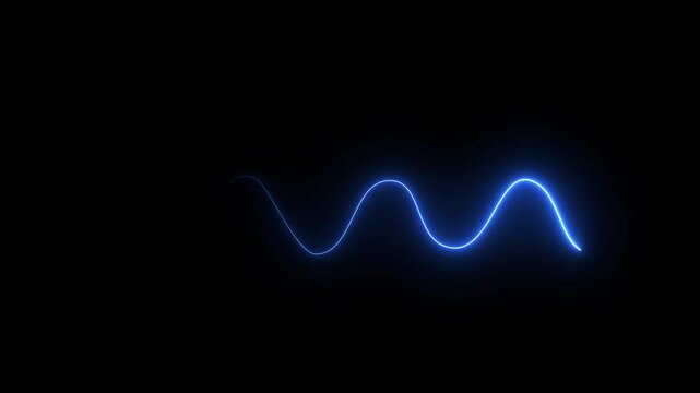 Animation of glowing wave line sliding. Abstract neon background 4k video.