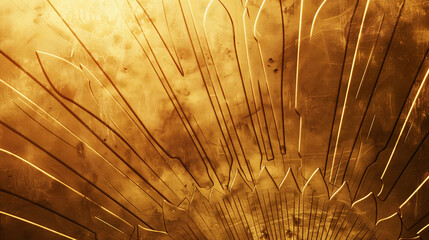 The gold background features a subtle but refined Art Deco pattern. Its geometric forms and abstract motifs create a harmonious composition.