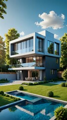 Fototapeta premium Abstraktion Traumhaus 9x16. Hintergrund für das Design 1.