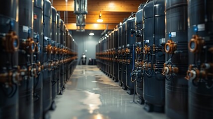 Realistic Photo of a Water Filtration System: Show a modern water filtration system in use, emphasizing clean water initiatives and the Water Quality Act's impact. , Minimalism,