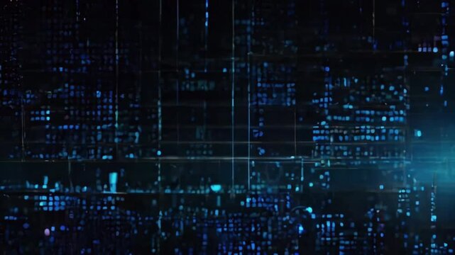 Aabstract blue dots binary background, Frame HUD element. HUD viewfinder Interference. Hologram VHS Noise Background In Hi Future Frame, 4K
