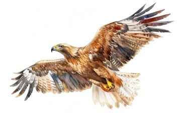 Obraz premium Eagle, bird, Pastel-colored, in hand-drawn style, watercolor, isolated on white background