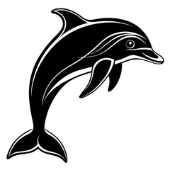 Graceful Dolphin Silhouette Vector Illustration for Marine Designs