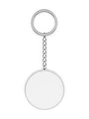 Blank round circular pendant keychain ring blank template 3d illustration.