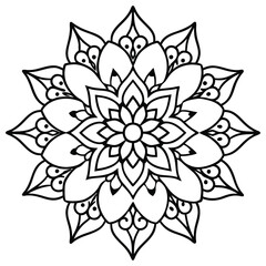  Floral Lace Pattern with Intricate Motifs in Line Art