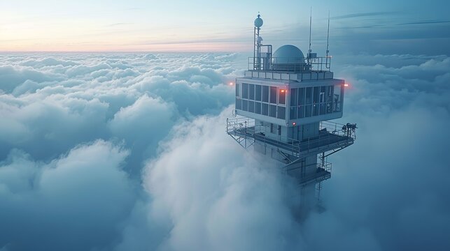 Realistic photo of air quality monitoring stations, illustrating the implementation of the Clean Air Act through real-time tracking of pollutants. , Minimalism,