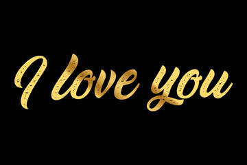 I love you text lettering with gold color vector illustration.