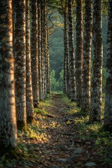 Fototapeta premium Detailed image of a grove of trees with trunks made of a transparent, glass-like material,