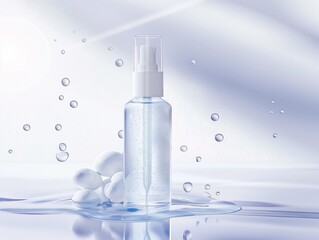Splash cosmetic moisturizer water micellar toner or emulsion abstract background, hyaluronic acid perfectly moisturizes