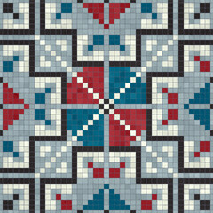 Fototapeta premium Mosaic tiles background, seamless vector pattern