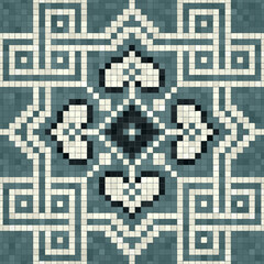 Mosaic tiles  background, seamless vector pattern
